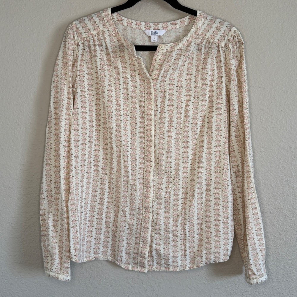 Womens Medium Button Down Shirt Prairie Soft‎ Girl Boho Peasant Dainty Country